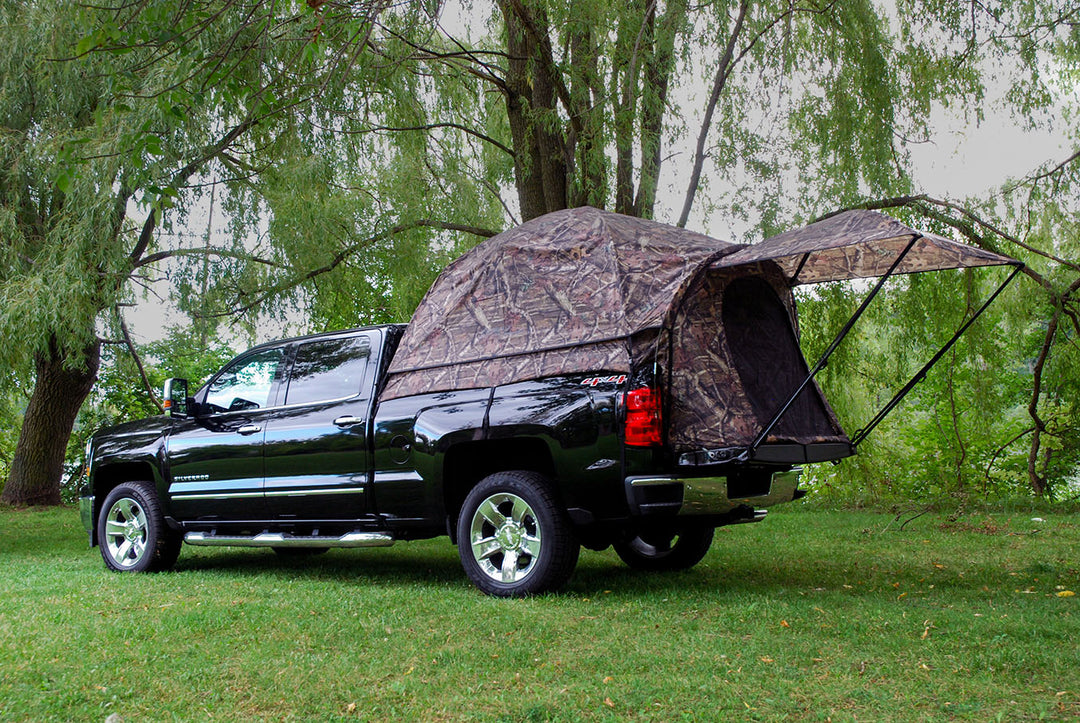 Napier camo truck tent camping set up