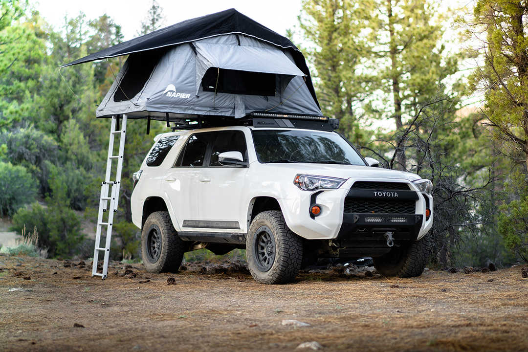 Napier Rooftop Tent set up on a Toyota 4runner