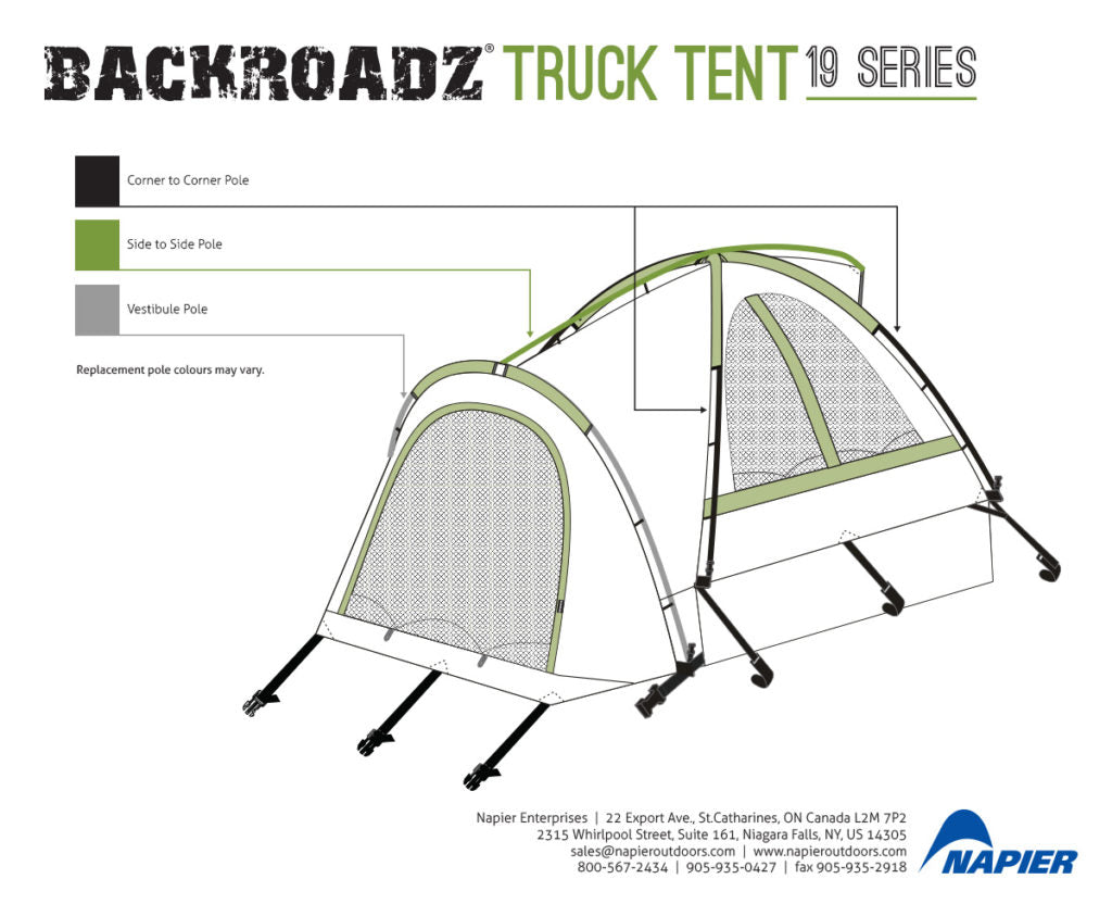 Backroadz Truck Tent 19 Series Pole Chart