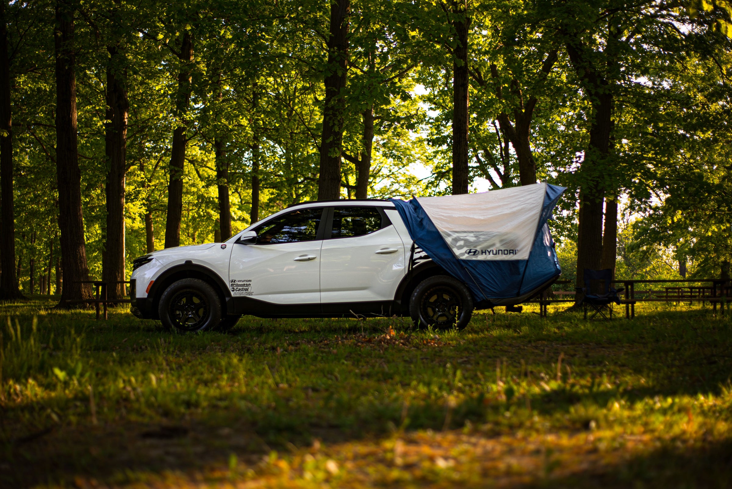 Napier Outdoors Santa Cruz Truck Tent Blue and White on White Santa Cruz Truck