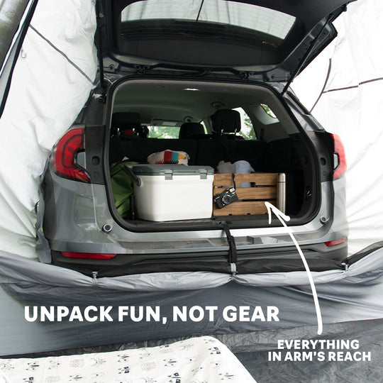 Unpack fun not gear, everything in arms reach