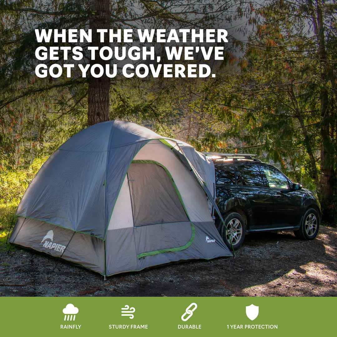 Napier outdoors backrroadz SUV tent model 19100 green and grey, when the weather gets tough we've got you covered