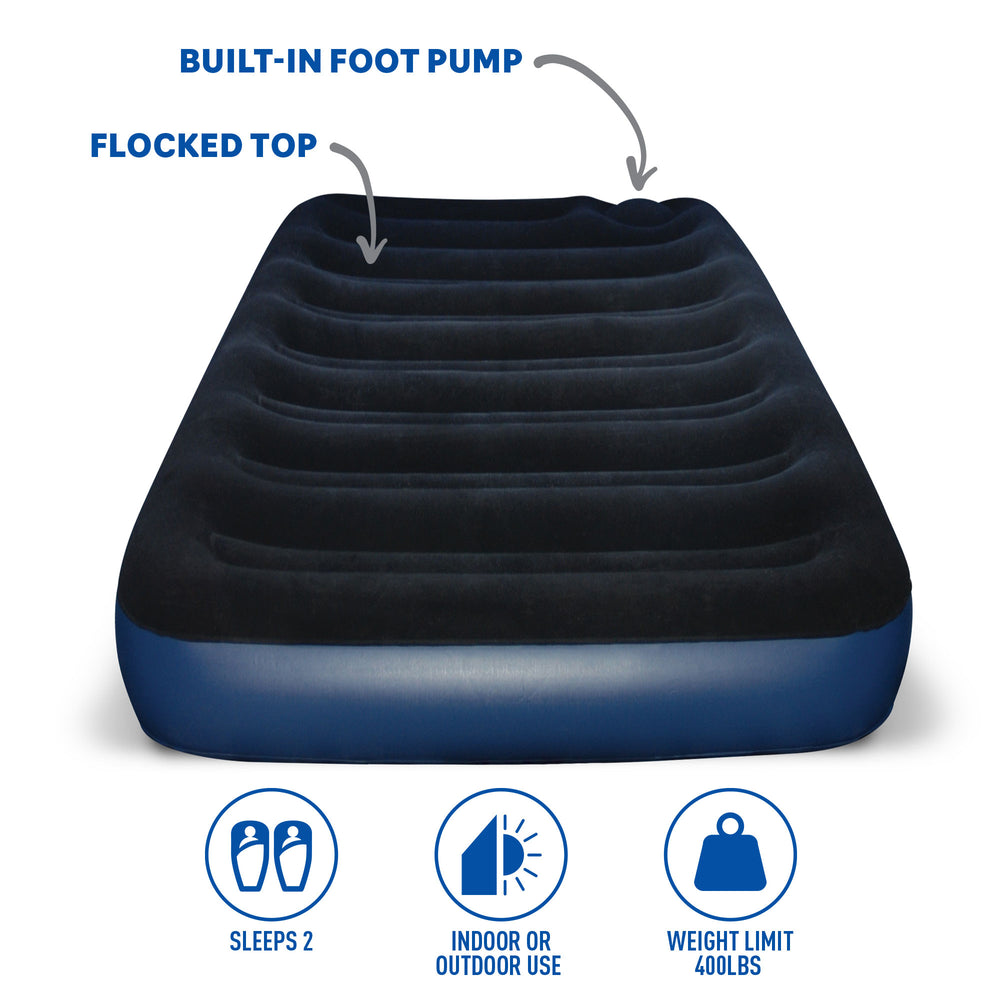 Napier Outdoors Sportz Air Mattress, Built In Foot Pump, Flocked Top, Sleeps 2, Indoor or Outdoor Use, Weight Limit 400lbs