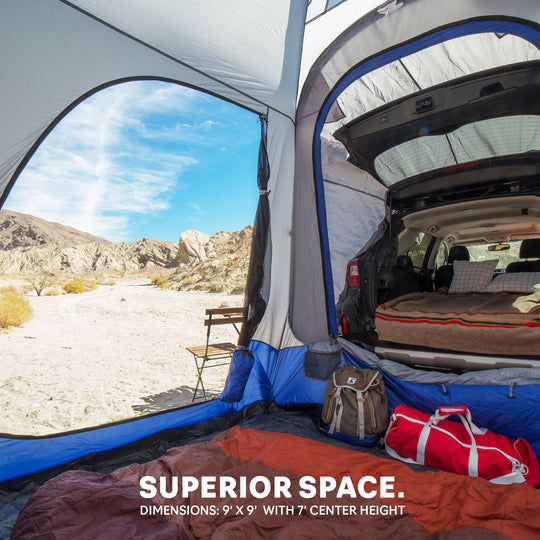 Inside view of the napier outdoors sportz suv tent, superior space