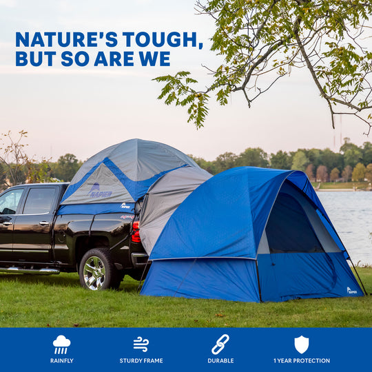 Napier outdoors truck tent and link tent attachment camping set up