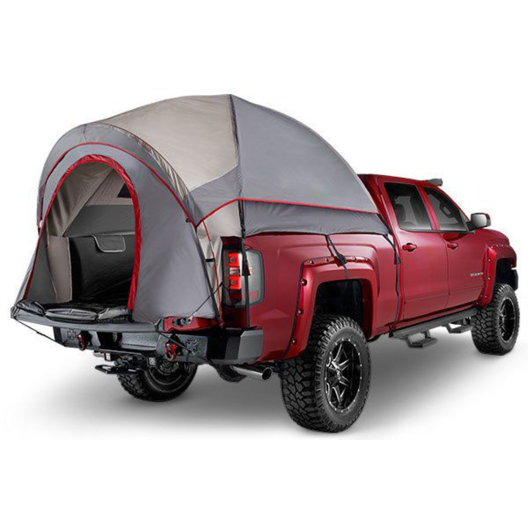 Napier red and grey truck tent on a red truck