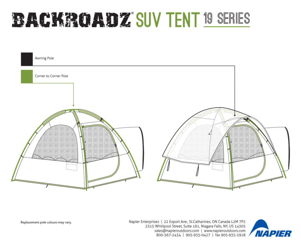 Backroadz SUV Tent 19 Series Pole Chart