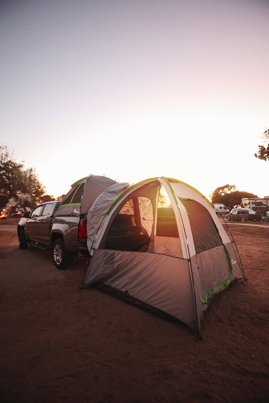 Napier outdoors backroadz truck tent and link tent set up 