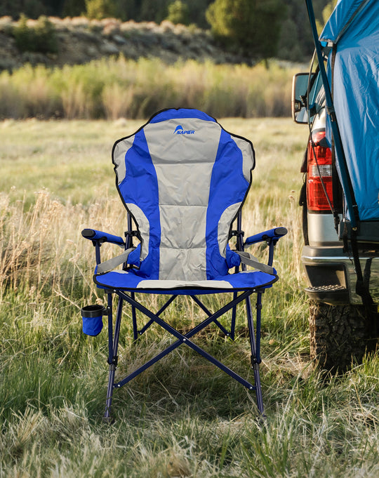 Napier Outdoors Heavy Duty Camping Chair Blue and Grey