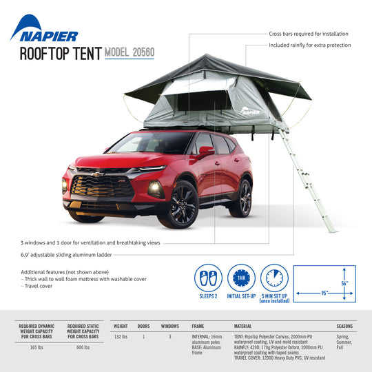 Napier outdoors rooftop tent camp set up