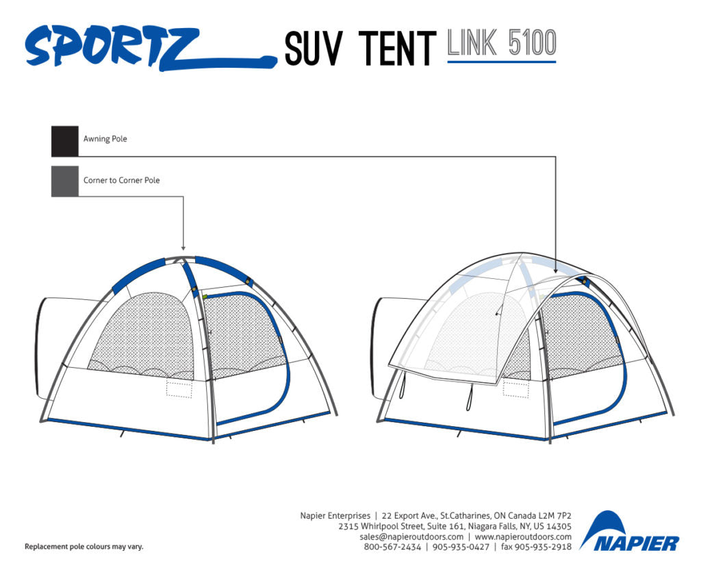 Sportz SUV Tent Link 51000 Pole Chart