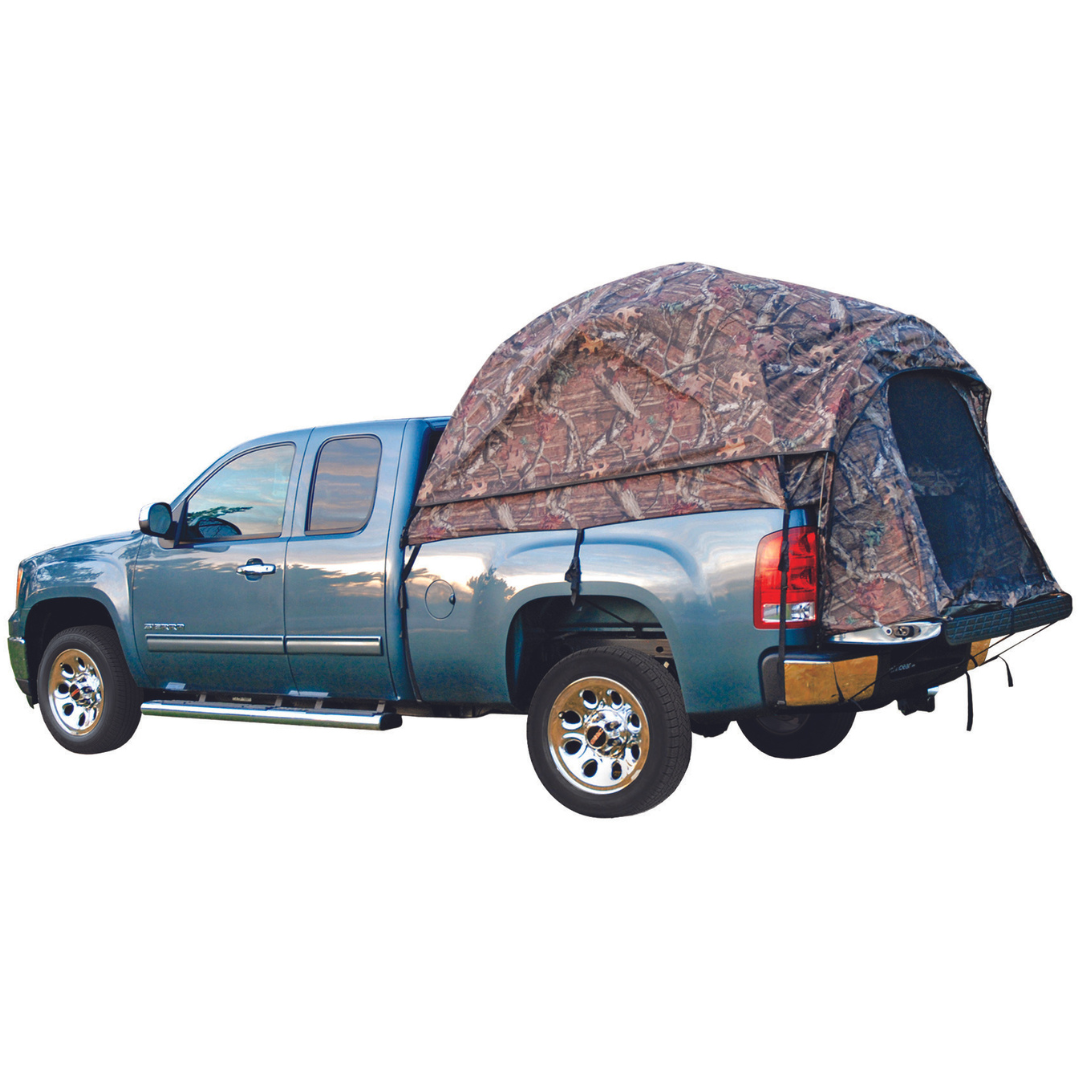 Napier camo truck tent on a truck camping set up